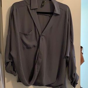 Gorgeous wrap grey blouse